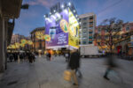 Rehabilitacion fachada con lona publicitaria - Portal de l'àngel 12